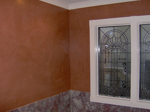 Venetian Plaster faux finish in the Master Bath.