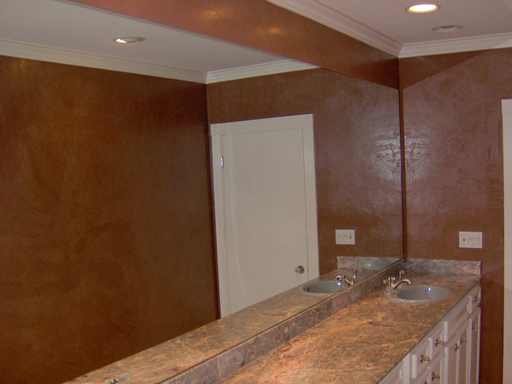 Master Bath after Venetian Plaster faux finish.