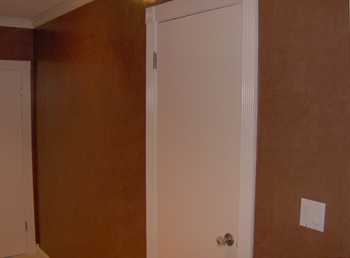 Venetian Plaster faux finish in the Master Bath.